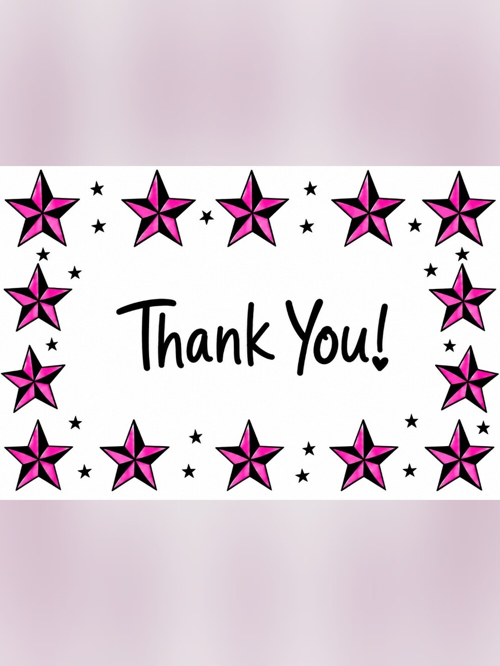Hand Crafted Rockabilly  50 Count Thank You Cards- Assorted Colors Available